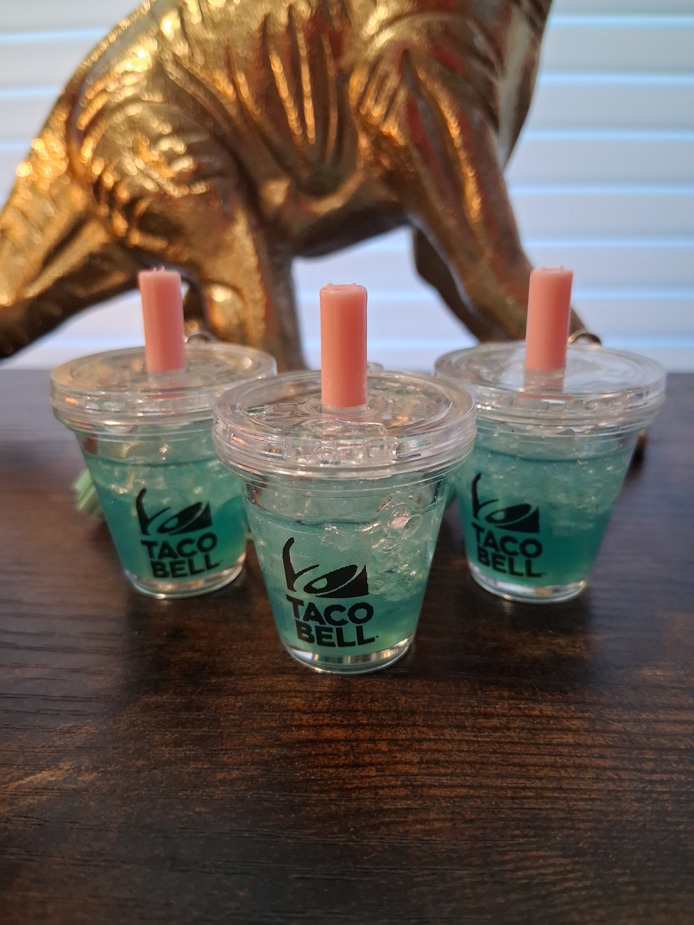 Mini Baja Blast Keychain - Turquoise with Pink Straw - Picture 4 of 5